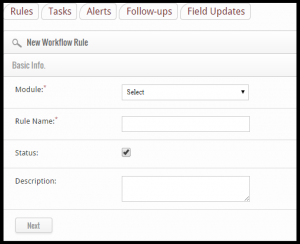 Create new rule page